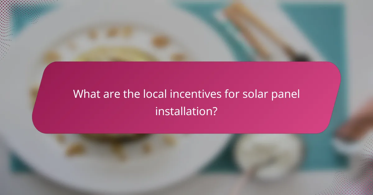 What are the local incentives for solar panel installation?